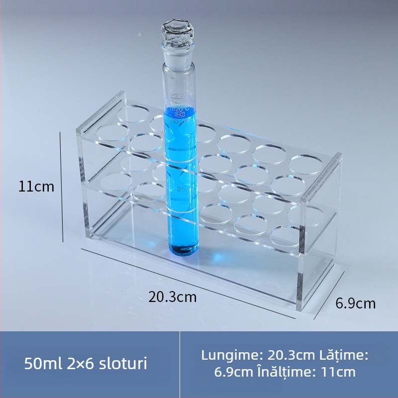 Raft din sticlă pentru tuburi colorimetrice de 10/25/50/100 ml, 6–30 găuri, rând simplu sau dublu