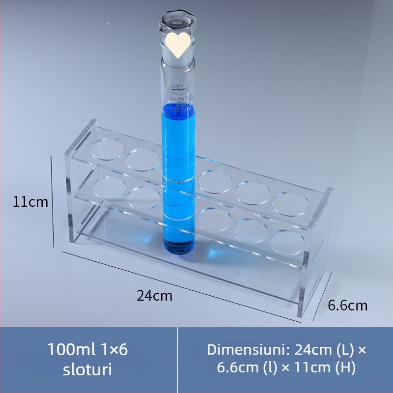Raft din sticlă pentru tuburi colorimetrice de 10/25/50/100 ml, 6–30 găuri, rând simplu sau dublu