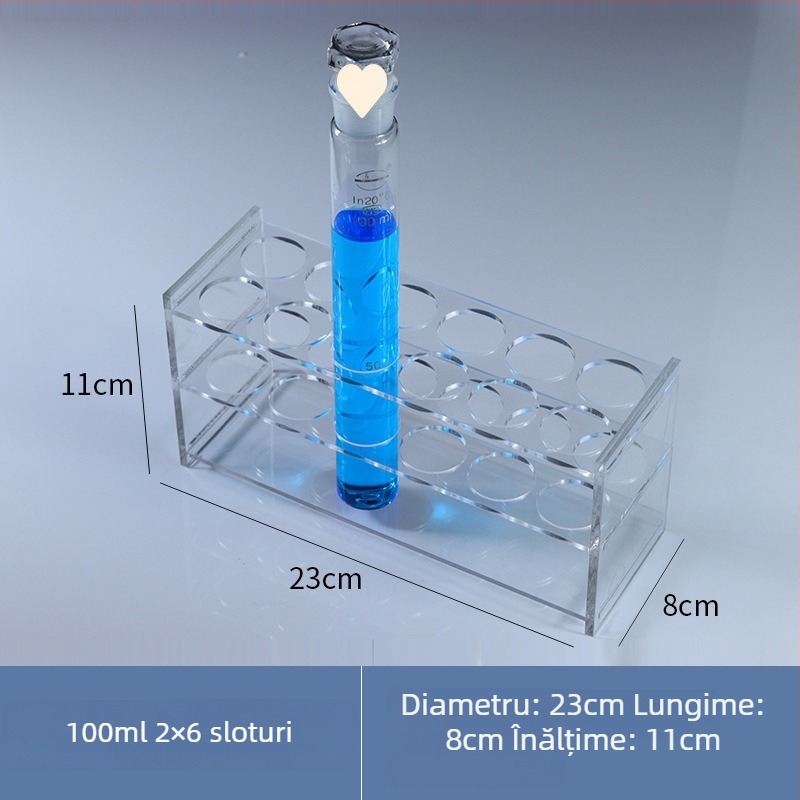 Raft din sticlă pentru tuburi colorimetrice de 10/25/50/100 ml, 6–30 găuri, rând simplu sau dublu
