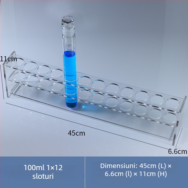 Raft din sticlă pentru tuburi colorimetrice de 10/25/50/100 ml, 6–30 găuri, rând simplu sau dublu