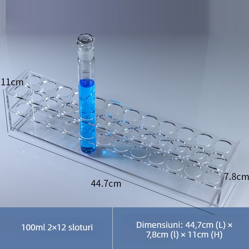 Raft din sticlă pentru tuburi colorimetrice de 10/25/50/100 ml, 6–30 găuri, rând simplu sau dublu