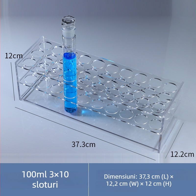 Raft din sticlă pentru tuburi colorimetrice de 10/25/50/100 ml, 6–30 găuri, rând simplu sau dublu