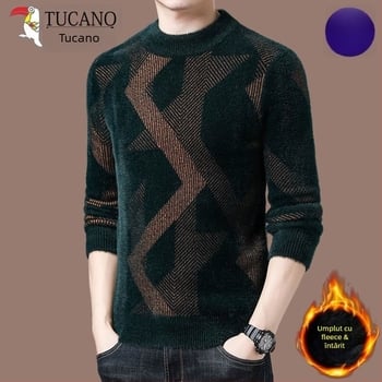 Pulover tricotat pentru bărbați, cu guler semi-înălțat, Iarna 2019, Mărimi Echilibrate