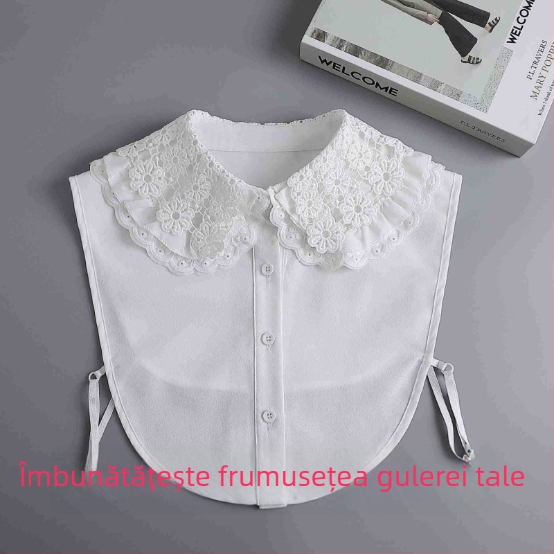 Guler imitatie cu dantelă, model solid, stil prințesă-vânt, vara 2021
