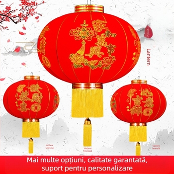 Felinar decorativ – pereche, material textură catifelată, formă rotundă, stil etnic, lucru manual