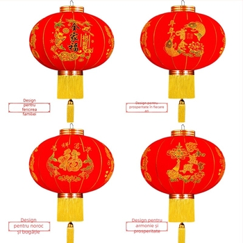 Felinar decorativ – pereche, material textură catifelată, formă rotundă, stil etnic, lucru manual