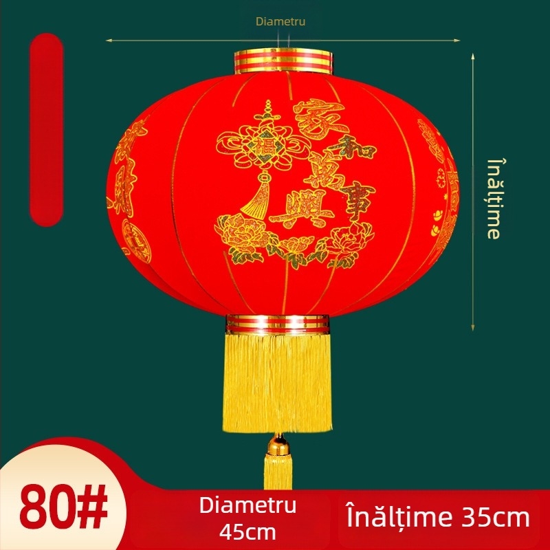 Felinar decorativ – pereche, material textură catifelată, formă rotundă, stil etnic, lucru manual