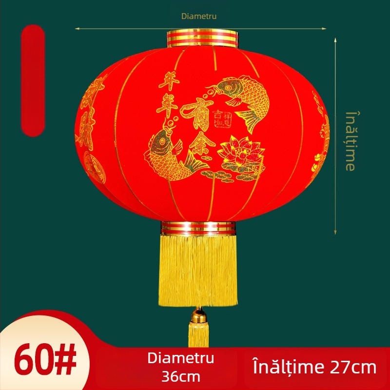 Felinar decorativ – pereche, material textură catifelată, formă rotundă, stil etnic, lucru manual