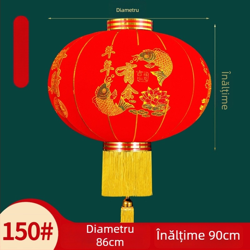 Felinar decorativ – pereche, material textură catifelată, formă rotundă, stil etnic, lucru manual