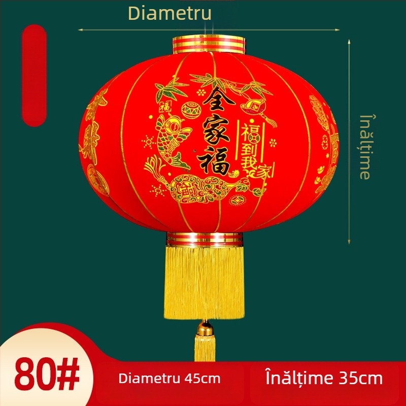 Felinar decorativ – pereche, material textură catifelată, formă rotundă, stil etnic, lucru manual