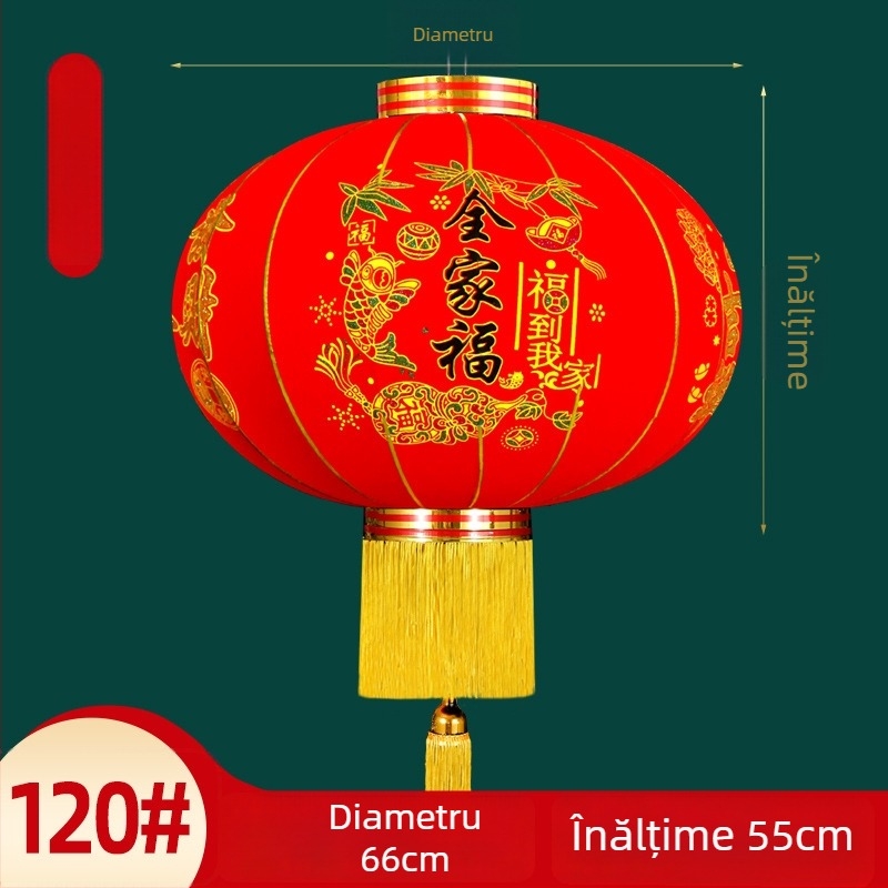 Felinar decorativ – pereche, material textură catifelată, formă rotundă, stil etnic, lucru manual