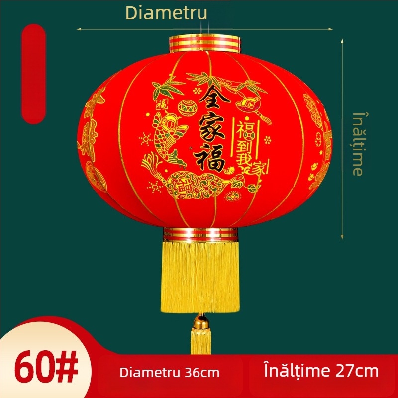 Felinar decorativ – pereche, material textură catifelată, formă rotundă, stil etnic, lucru manual