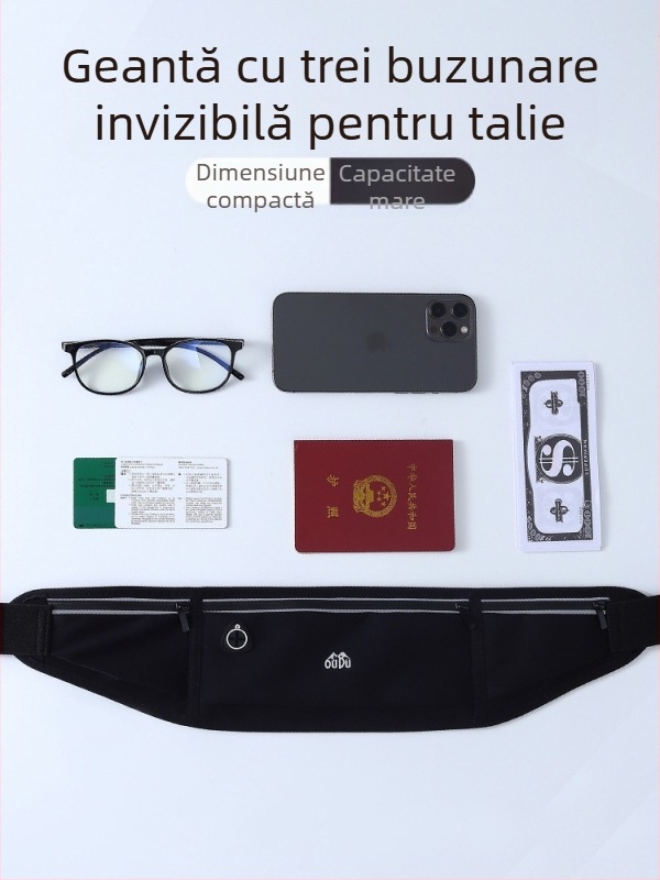 Improved geantă talie antifurt din nylon pentru bărbați — buzunar pentru pașaport și telefon, respirabilă, rezistentă la uzură, căptușeală PU, crossbody sport