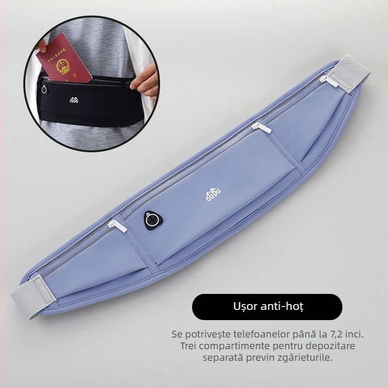 Improved geantă talie antifurt din nylon pentru bărbați — buzunar pentru pașaport și telefon, respirabilă, rezistentă la uzură, căptușeală PU, crossbody sport