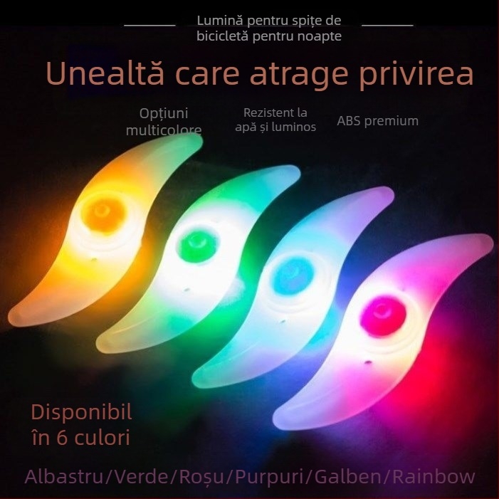 Lumină pentru roata bicicletei pentru adolescenți, cu efecte de clipire pentru plimbări nocturne — Amber; Fără personalizare; Fără import; Alte piețe