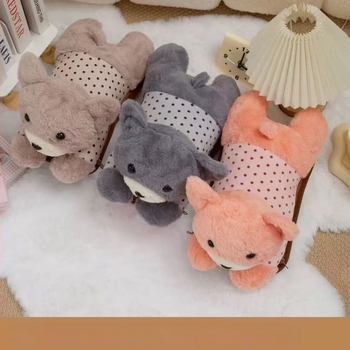 Flacon de apă fierbinte reîncărcabil cu design desen animat, încălzitor electric rezistent la explozie, husă pluș pentru încălzirea mâinilor cu fermoar, detașabilă și lavabilă, Corduroy, model Double Hands, 220V, 500W, Metoda de încălzire: Încărcare, Jiabe