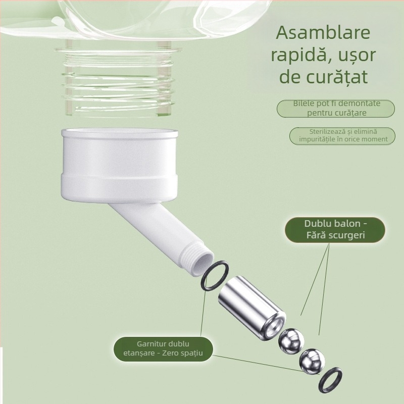 Sticlă de apă pentru hamster cu mecanism cu bilă rulantă, automată, transparentă, anti-scurgere (Material: PP+PC+Oțel inoxidabil; Origine: Shandong; Brand: Chengxi; Produs Nr.: Cloud Water Bottle)