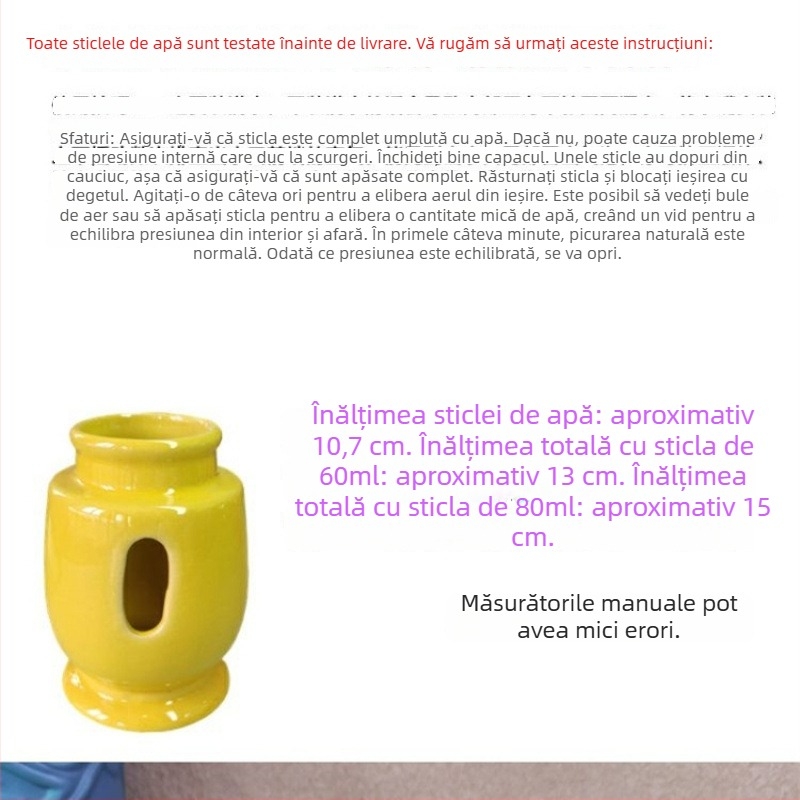 Hamster – sticlă ceramică de apă, bol de hrană și fântână cu bilă pe suport