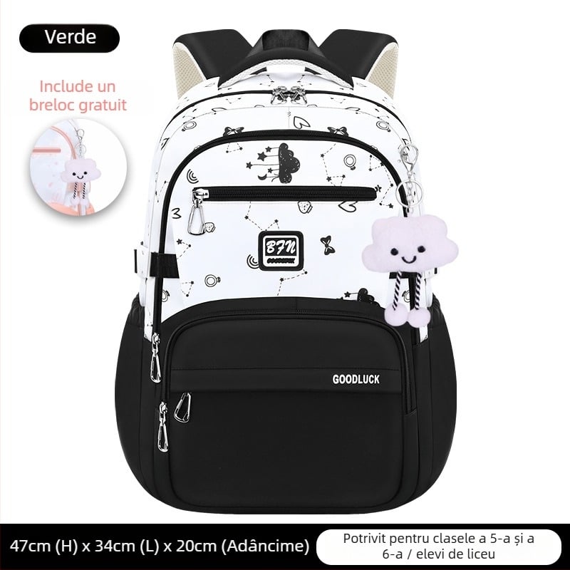 Rucsac pentru elevi – material Oxford; respirabil, impermeabil; ultraușor; design de reducere a încărcării; bretele curbate pentru protecția coloanei vertebrale