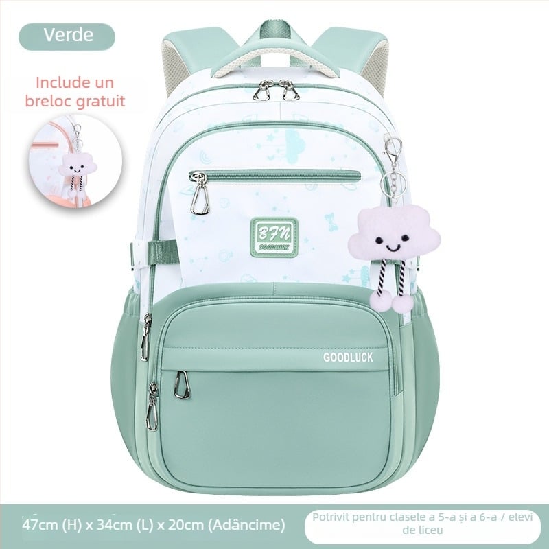 Rucsac pentru elevi – material Oxford; respirabil, impermeabil; ultraușor; design de reducere a încărcării; bretele curbate pentru protecția coloanei vertebrale