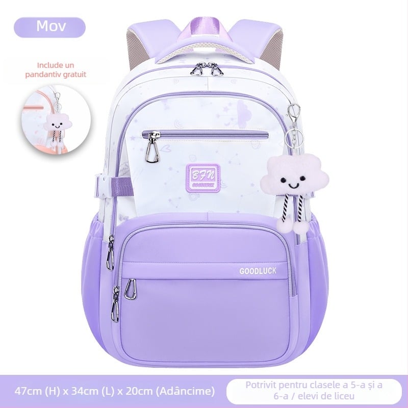 Rucsac pentru elevi – material Oxford; respirabil, impermeabil; ultraușor; design de reducere a încărcării; bretele curbate pentru protecția coloanei vertebrale