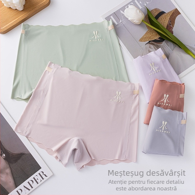 Chiloți de siguranță pentru femei, din material ice-silk, tricot, talie înaltă, 88% nylon, căptușală din bumbac 100% în zona croților