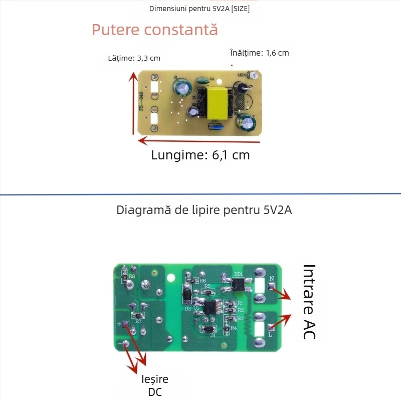 Adaptor de alimentare cu comutare cu izolare a modulului încorporat, intrare AC 110/220V, ieșire DC 5V 1–4A