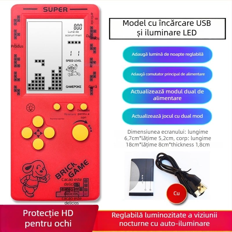 Consolă portabilă Tetris – nouă, pentru un singur jucător, 14+ ani, stil nostalgic retro.