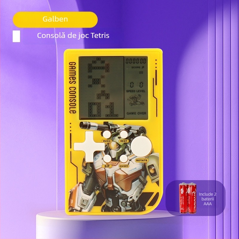 Consolă portabilă Tetris cu software original, stil retro nostalgic, memorie 1GB, pentru un singur jucător