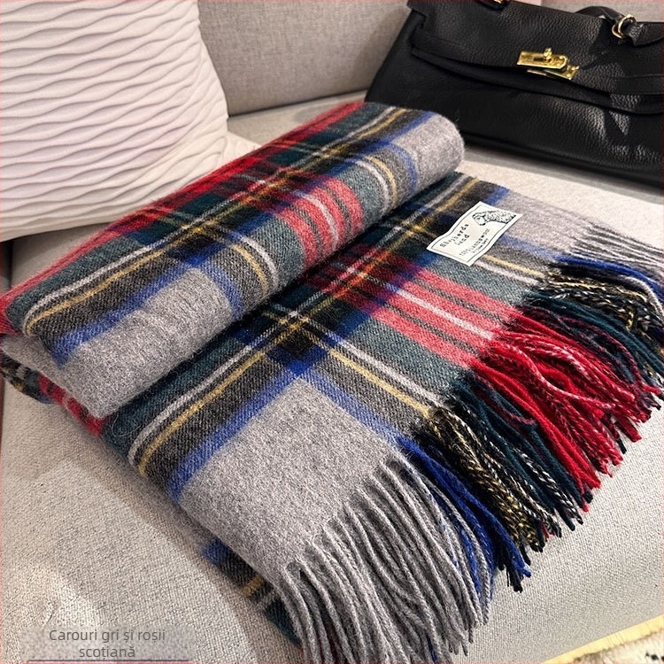 Cuvertură-șal din lână Oversized pentru canapea – 500–799 g, patru anotimpuri, stil lux ușor, pătură lână/kasmir