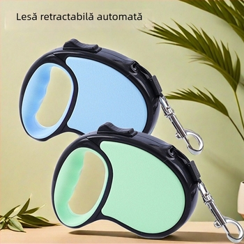Lesă telescopică pentru câini, frână cu un singur buton, protecție împotriva rupturii, din nylon, reglabilă