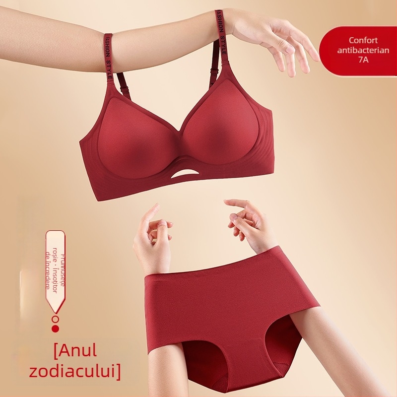 Set de lenjerie pentru femei fără cusături, cupa 3/4, cupă subțire modelată, fără inel de oțel, material: Nylon/Poliamidă 75%, închidere cu patru rânduri în spate