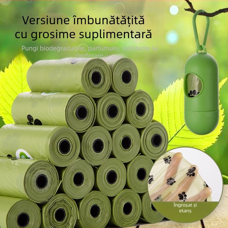 Dispenser pentru pungile de gunoi pentru câini, cu pungi în rol biodegradabile și groase
