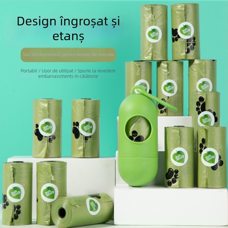Dispenser pentru pungile de gunoi pentru câini, cu pungi în rol biodegradabile și groase