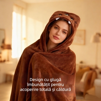 Pătură cu glugă Xiaozhi Benjia - poliester, 400 g, personalizare, stil desen animat