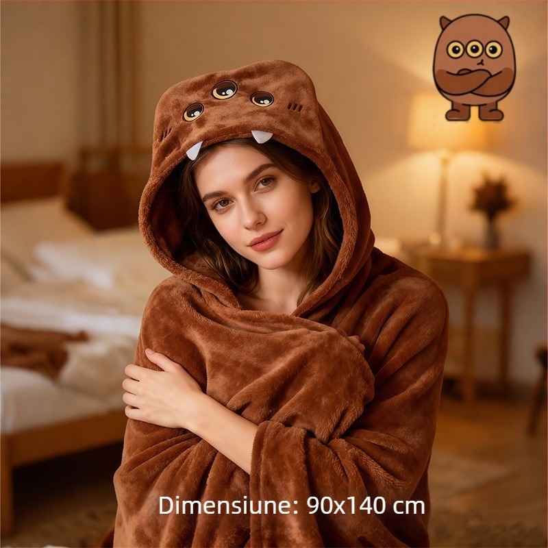 Pătură cu glugă Xiaozhi Benjia - poliester, 400 g, personalizare, stil desen animat