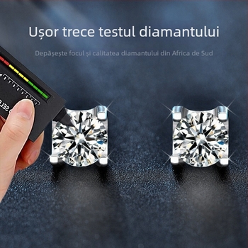 Cercei cu cap de taur din moissanit, 1 ct, tăietură: 8 inimi și 8 săgeți, Argint 925