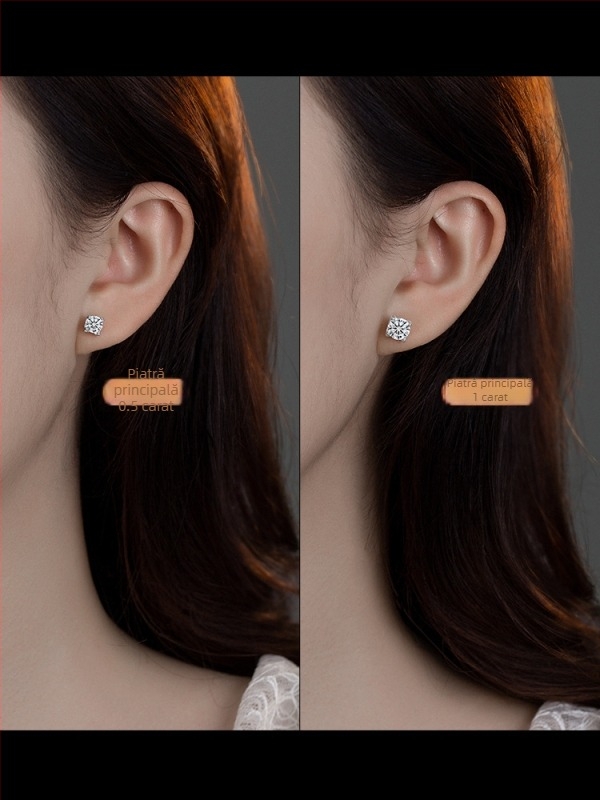 Cercei cu cap de taur din moissanit, 1 ct, tăietură: 8 inimi și 8 săgeți, Argint 925