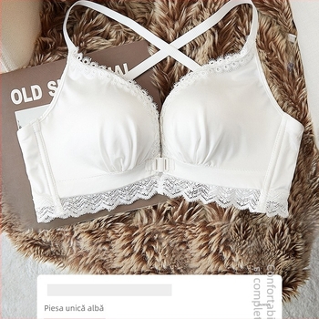 Sutien cu închidere frontală pentru bust mic – push-up, anti-cădere, cupe fără spații, spate frumos, material nylon cu căptușeală