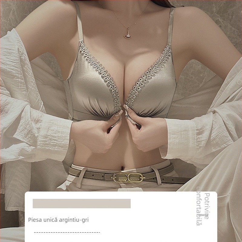 Sutien cu închidere frontală pentru bust mic – push-up, anti-cădere, cupe fără spații, spate frumos, material nylon cu căptușeală