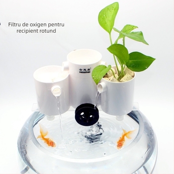 Hesimei filtru pentru acvariu rotund, 3-în-1 aspirație pentru purificare și aerare, ABS plastic, greutate 200 g