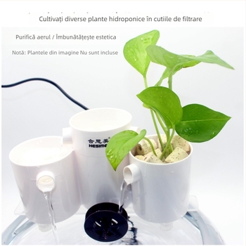 Hesimei filtru pentru acvariu rotund, 3-în-1 aspirație pentru purificare și aerare, ABS plastic, greutate 200 g