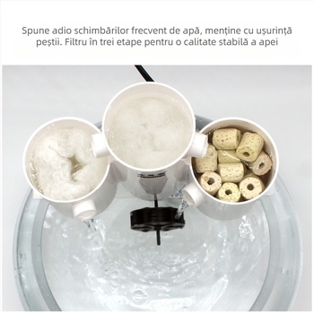 Hesimei filtru pentru acvariu rotund, 3-în-1 aspirație pentru purificare și aerare, ABS plastic, greutate 200 g