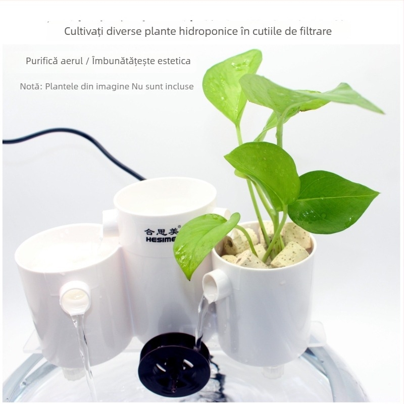 Hesimei filtru pentru acvariu rotund, 3-în-1 aspirație pentru purificare și aerare, ABS plastic, greutate 200 g