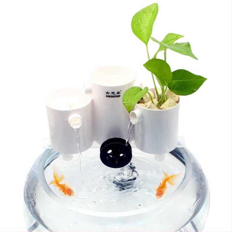 Hesimei filtru pentru acvariu rotund, 3-în-1 aspirație pentru purificare și aerare, ABS plastic, greutate 200 g