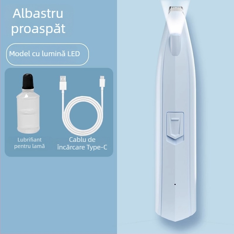 Nerve Cat trimmer electric pentru labele animalelor de companie cu LED – corp din plastic, pentru câini și pisici