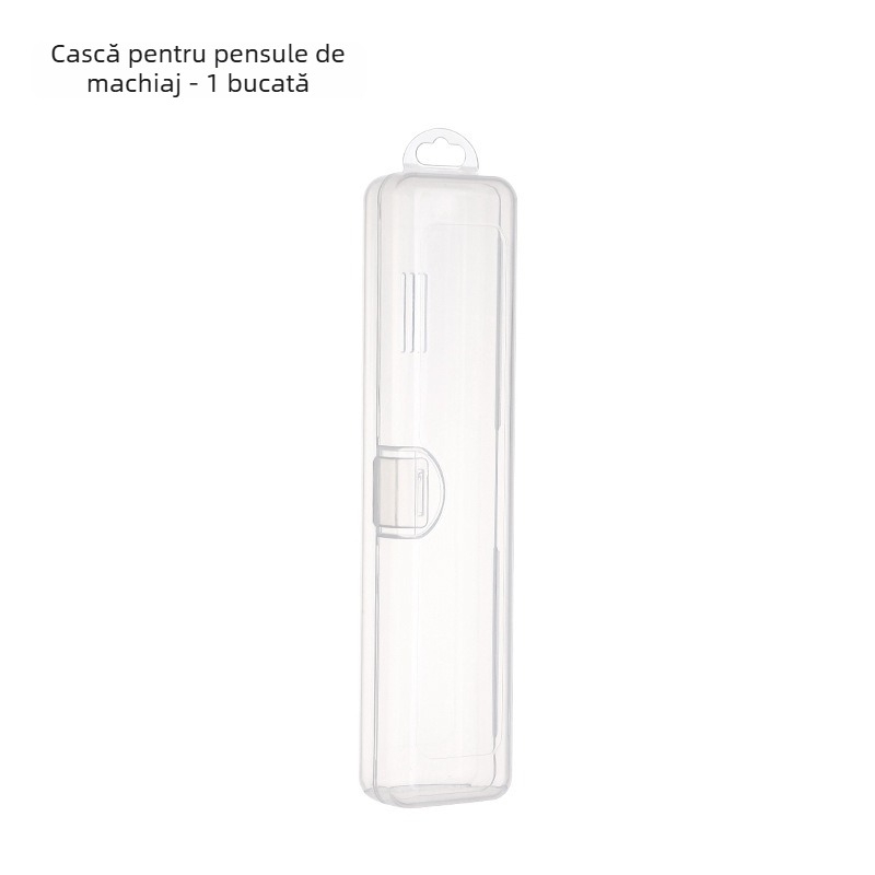 Cutie de depozitare pentru pensule de machiaj cu capac anti-praf – transparentă, portabilă, pentru creioane de sprânene, umbre și pensule (din plastic PP, capacitate 1 L)