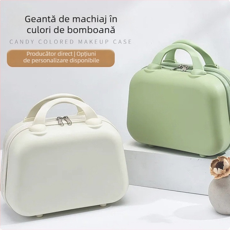 Caseră cosmetică de călătorie — portabilă, PP material, roți cu direcție unică, deschidere cu fermoar, respirabilă și extensibilă, greutate 800 g