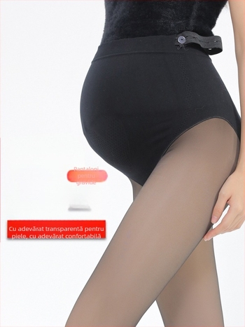 Colanți de maternitate cu susținere a abdomenului, din nylon, grosime medie, funcție termică, design dintr-o bucată