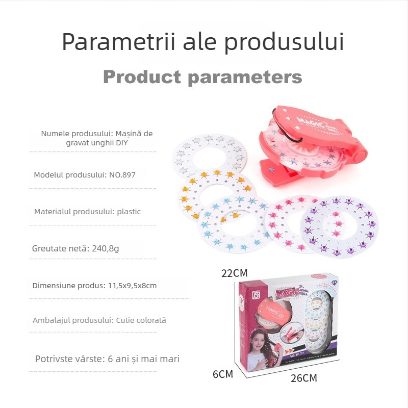 Mașină automată pentru împletit părul cu trei șuvițe, jucărie, din plastic, pentru copii 7–14 ani, funcție de simulare, Qi Le Toy